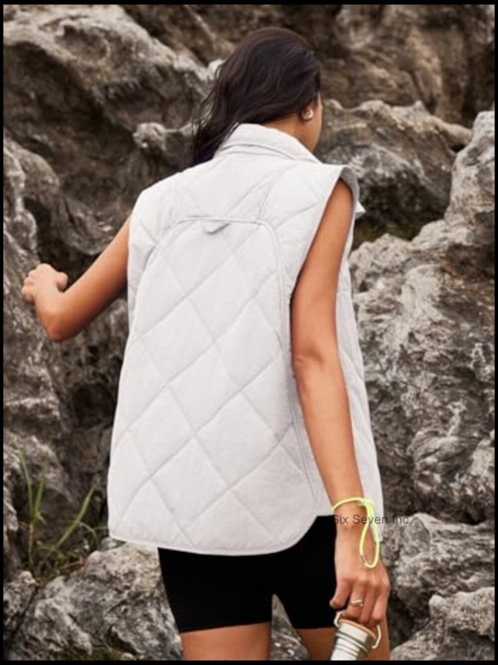 Lightweight Quilted Puffer Vest with Stand Collar, Sleeveless, Loose Fit - Picture 5 of 7